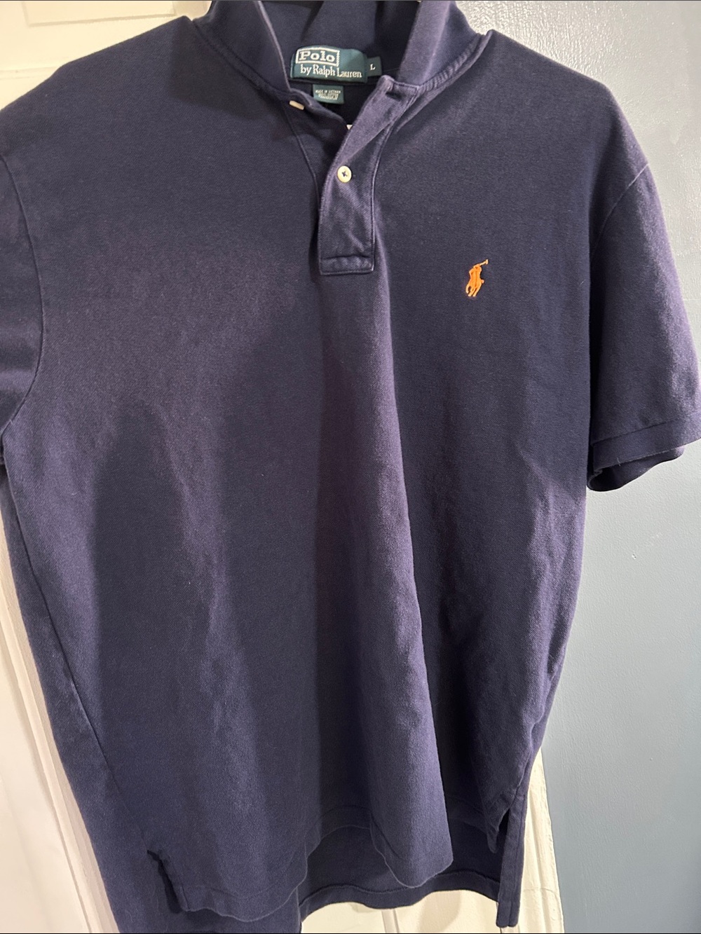 Polo by Ralph Lauren Navy Short-Sleeve Polo with Orange Pony